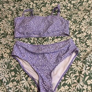 SHEIN Lavender Bikini with White Floral Design